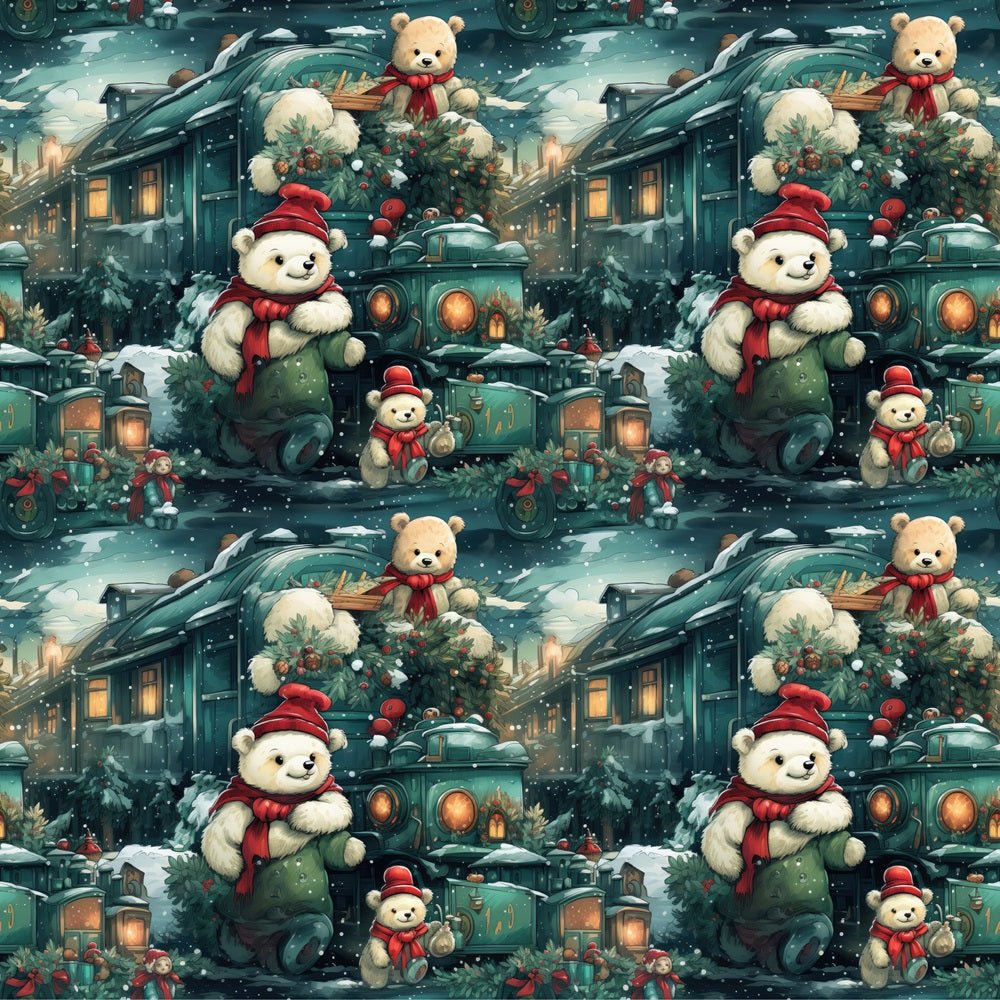 Christmas Train & Bear Fabric