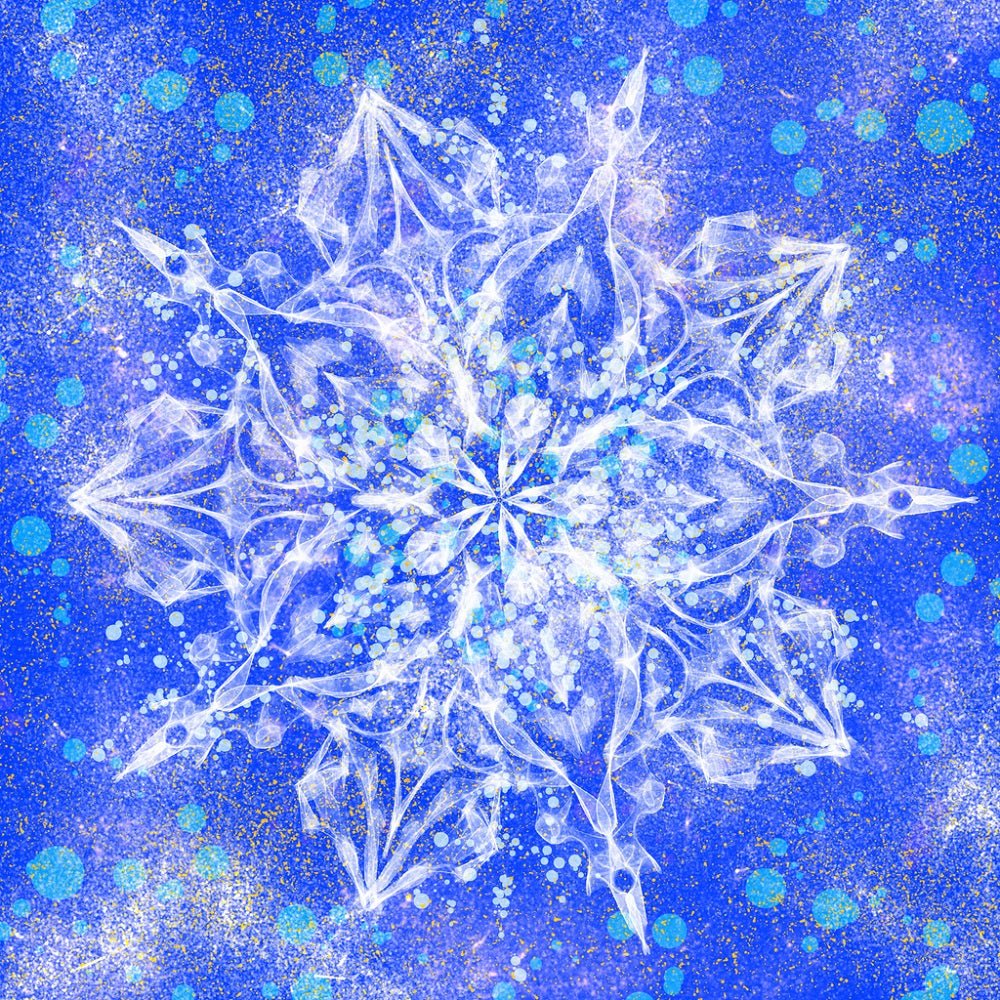 Cold Blue Snowflake Fabric Panel