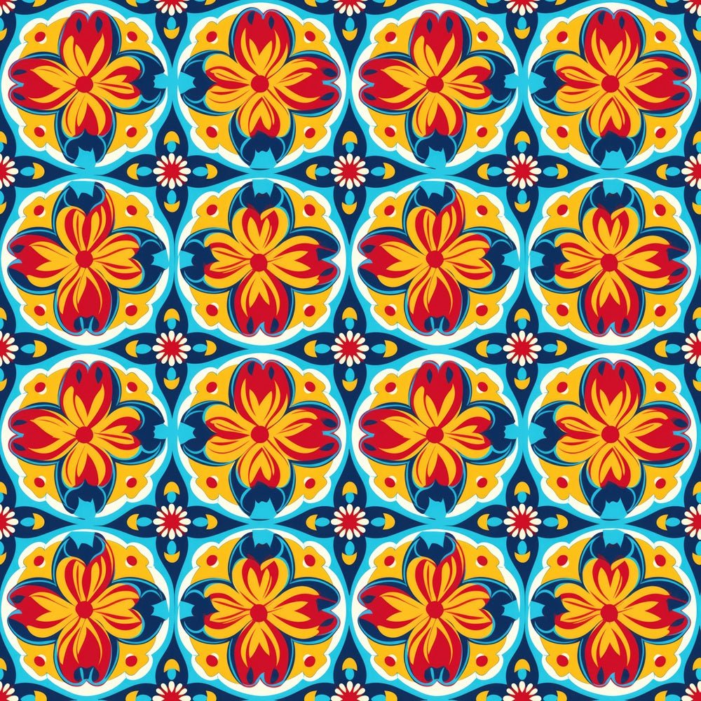 Colorful Geometric Flower Fabric