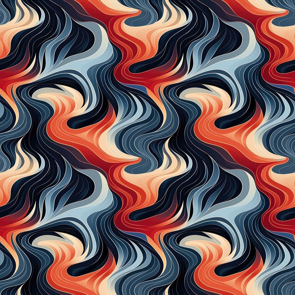 Colorful Marbled Waves Fabric
