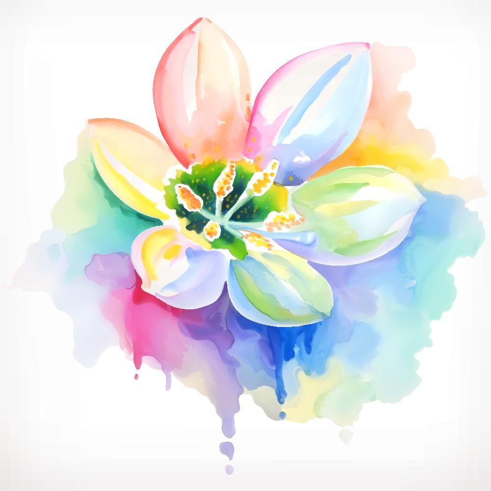 Colorful Watercolor Splash Floral Fabric Panel