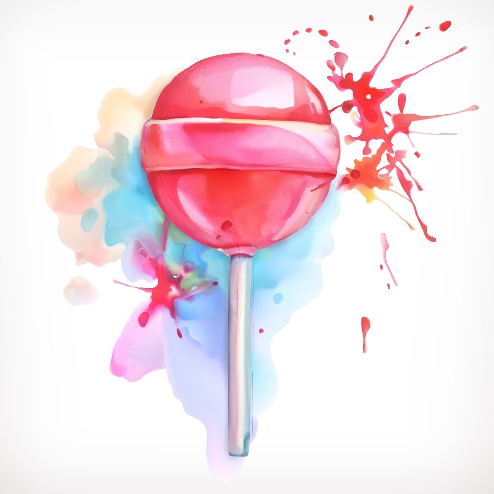 Colorful Watercolor Splash Lollipop Fabric Panel