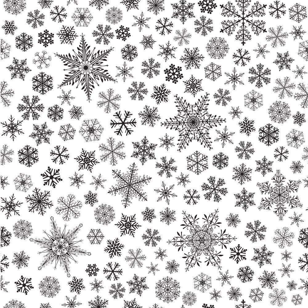 Complex Snowflakes #2 Fabric - Black/White