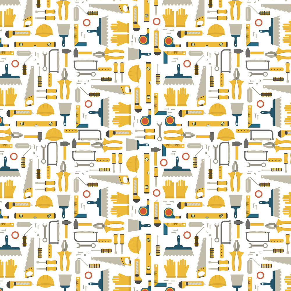 Construction Tools Fabric - Yellow