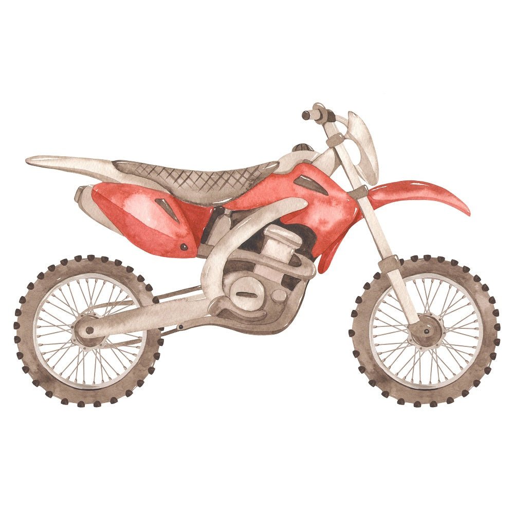 Watercolor Dirt Bikes Fabric Panel - Red