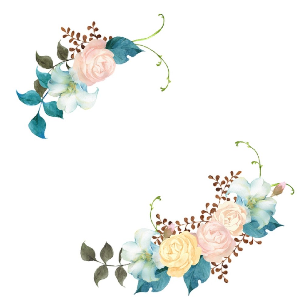 Watercolor Floral, Rose And Lilly Bouquet Fabric Panel - White