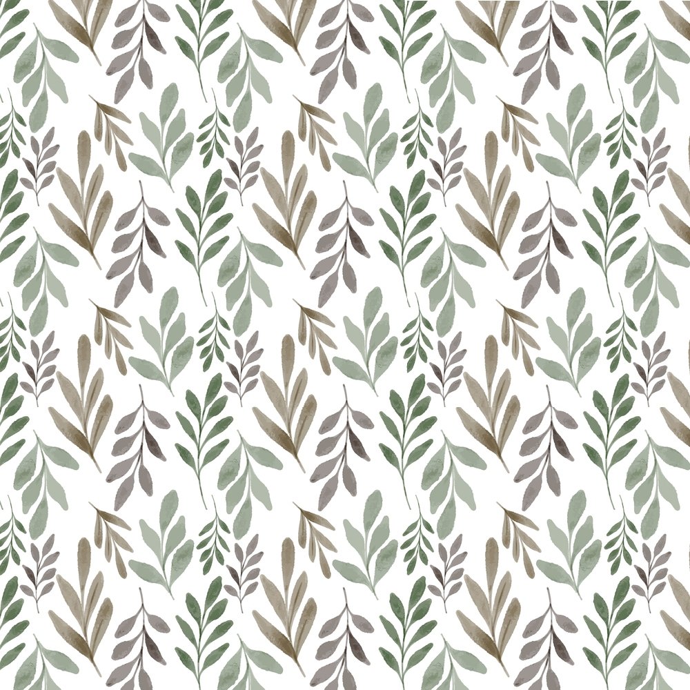 Watercolor Foliage Fabric - Green