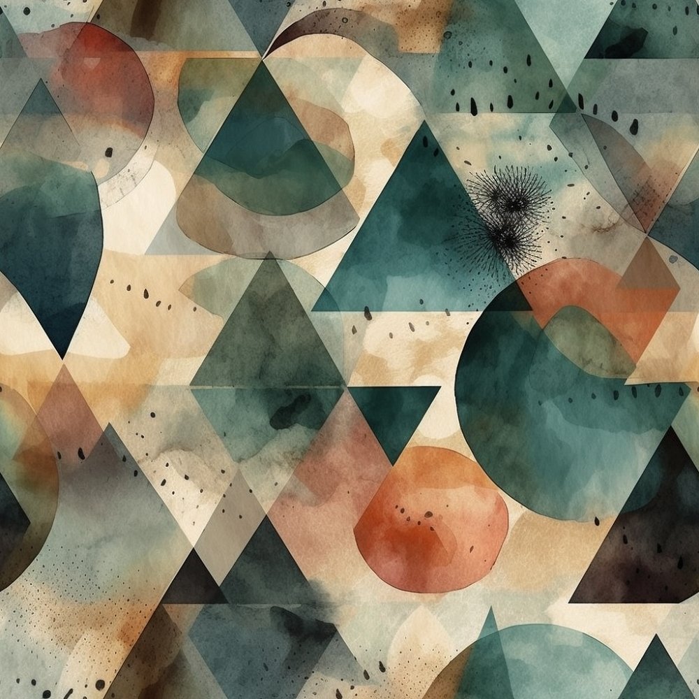 Watercolor Geometry Elegance Pattern #1 Fabric