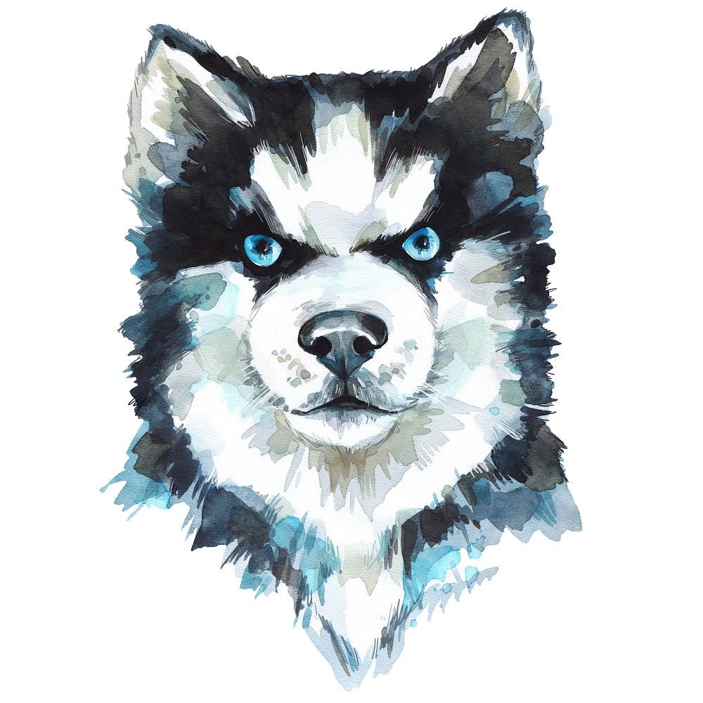 Watercolor Husky Fabric Panel