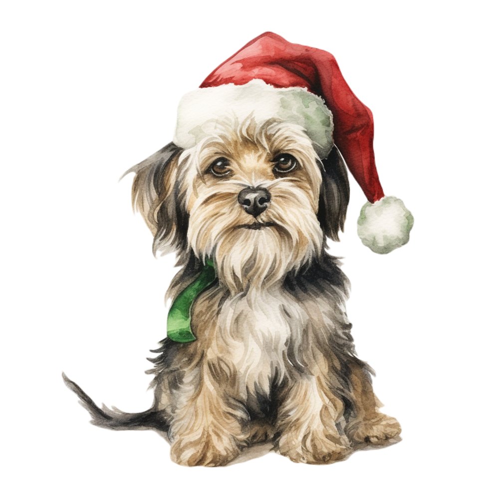 Christmas Animals Dog #2 Fabric Panel