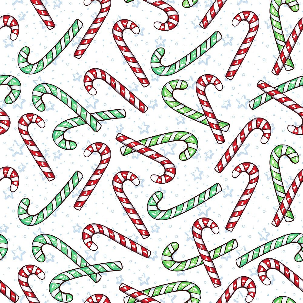 Christmas Candy Canes Fabric - Red & Green