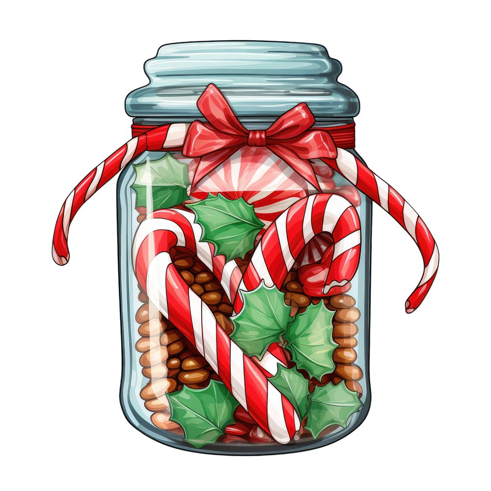 Christmas Candy Jar #7 Fabric Panel