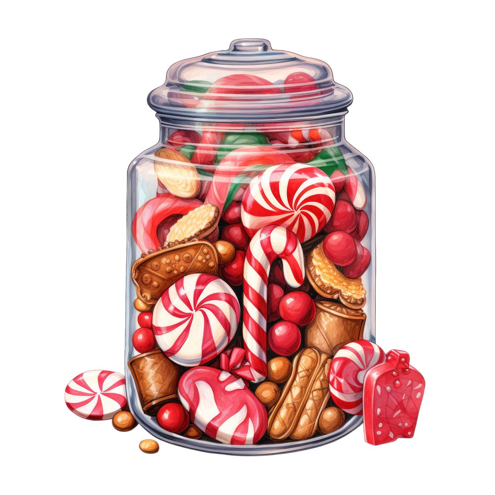 Christmas Candy Jar #8 Fabric Panel