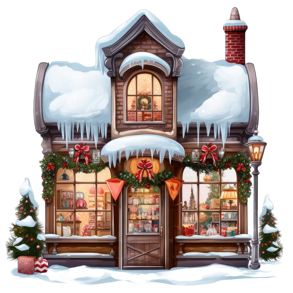 Christmas Candy Storefront #2 Fabric Panel