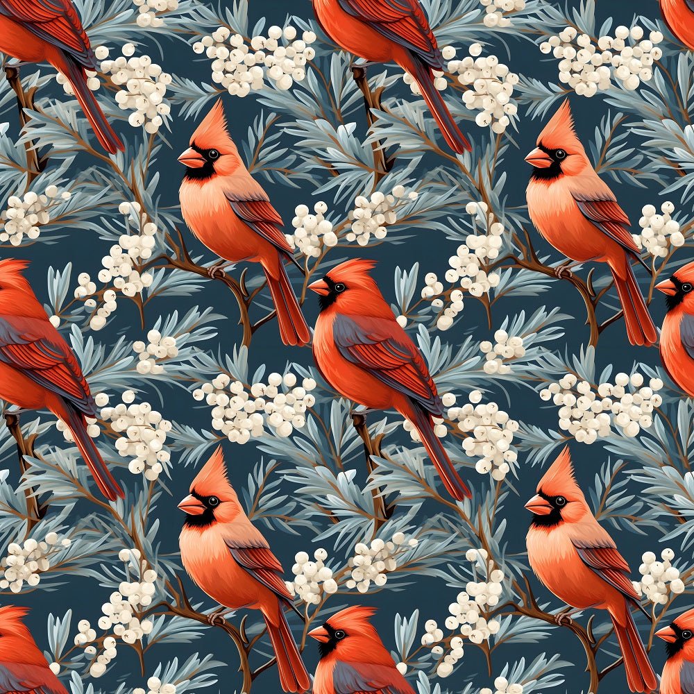 Christmas Cardinals Pattern #1 Fabric