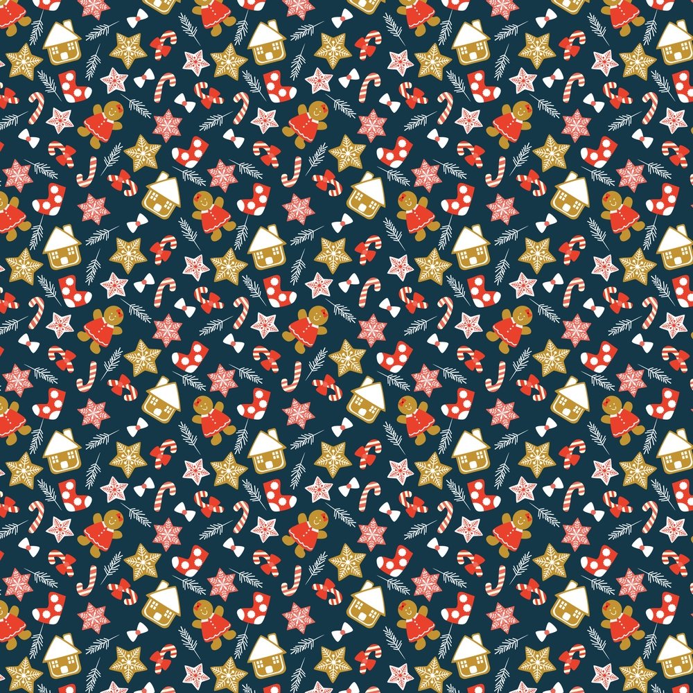 Christmas Cookie Fabric - Navy