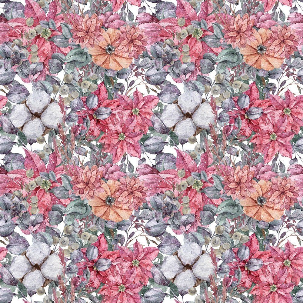 Christmas Floral Pattern #9 Fabric