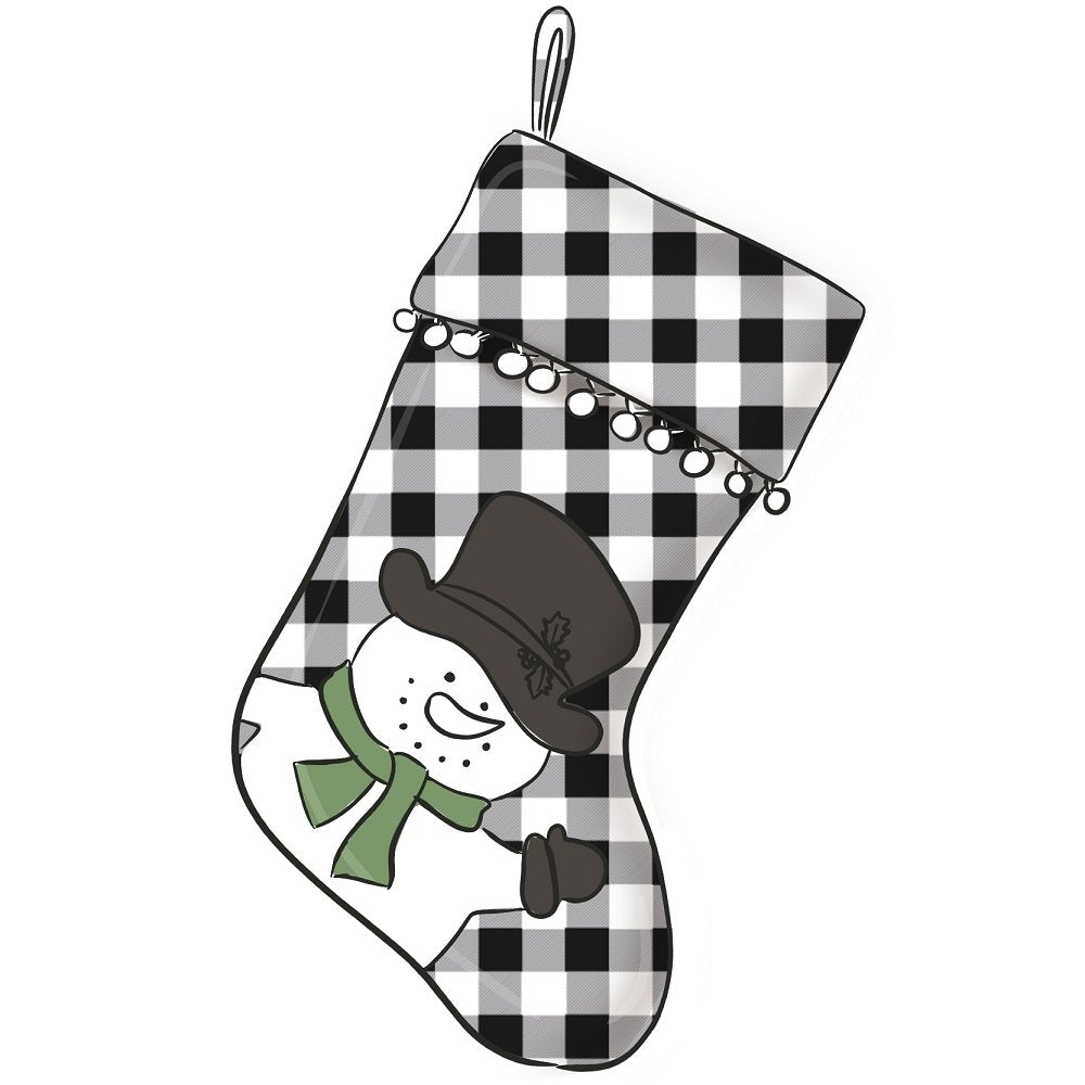 Christmas Home Black Stocking Fabric Panel