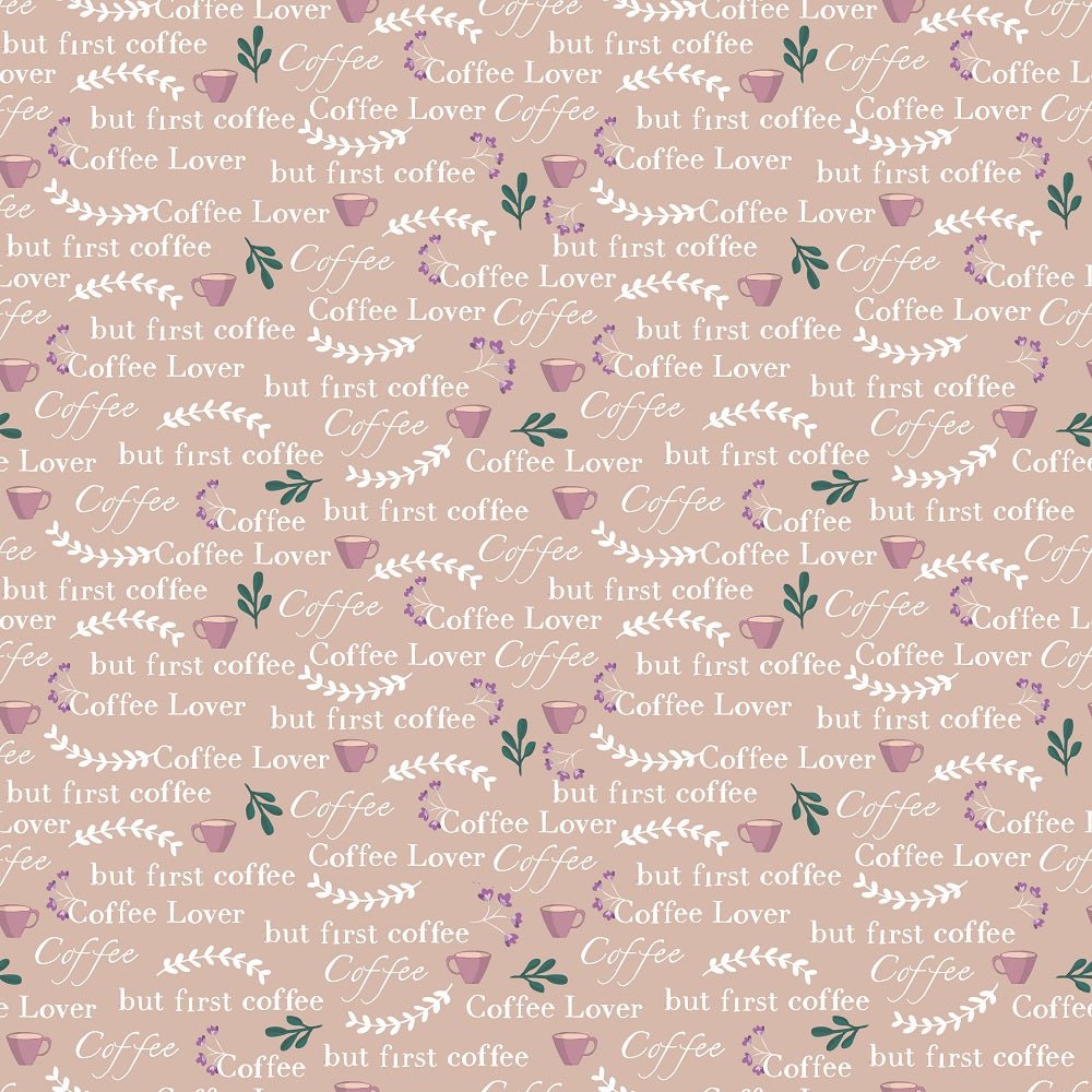 Coffee Lover Font Fabric - Cappuccino