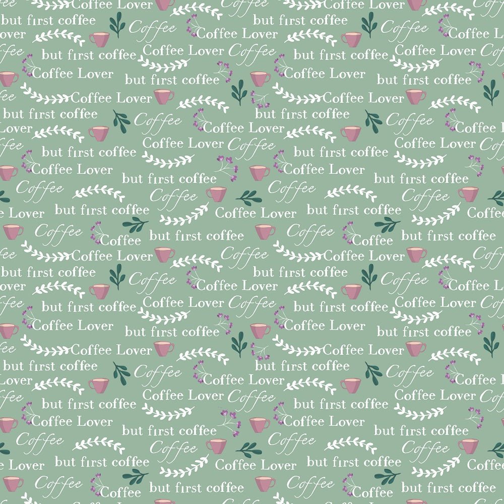 Coffee Lover Font Fabric - Green