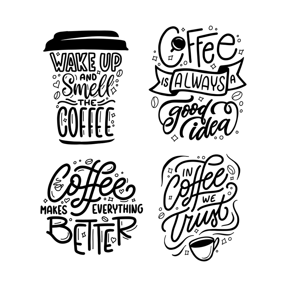 Coffee Quotes Fabric Panel - Black