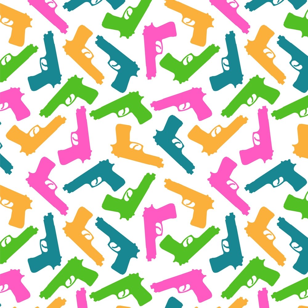 Color Packed Pistols Fabric - Multi