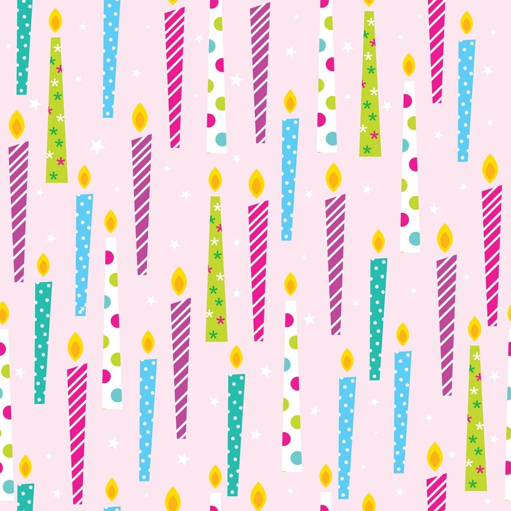 Colorful Candle Allover Fabric - Pink