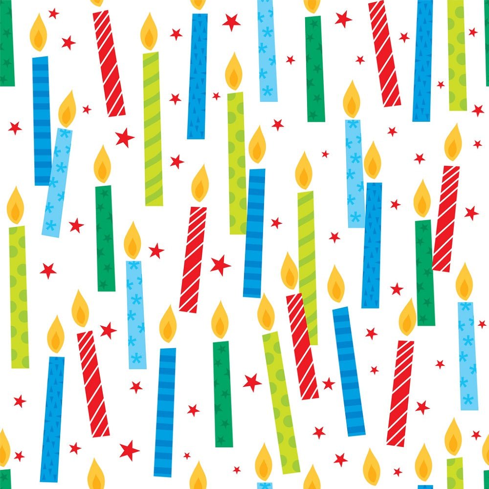 Colorful Candle Allover Fabric - White