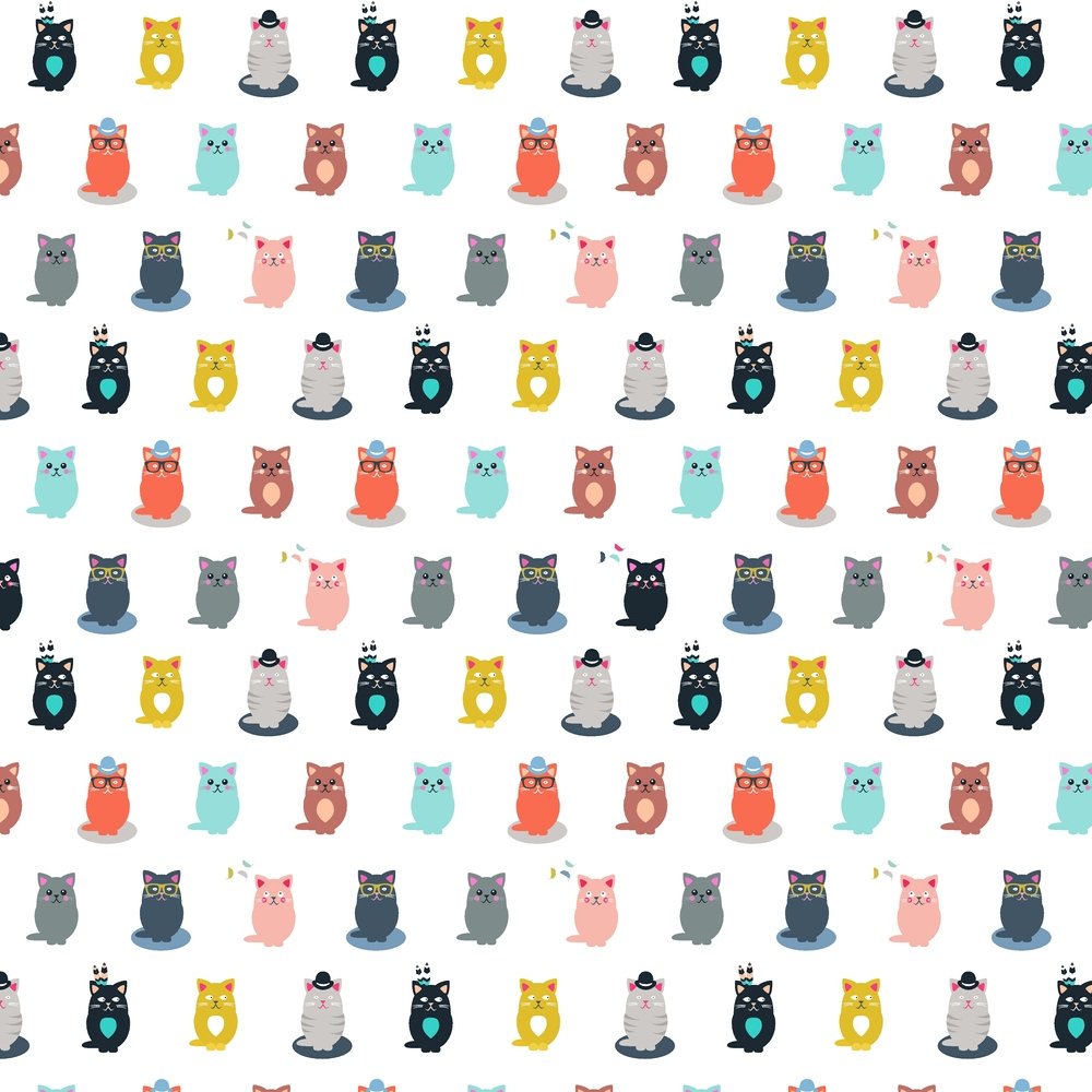 Colorful Cat Fabric - Multi