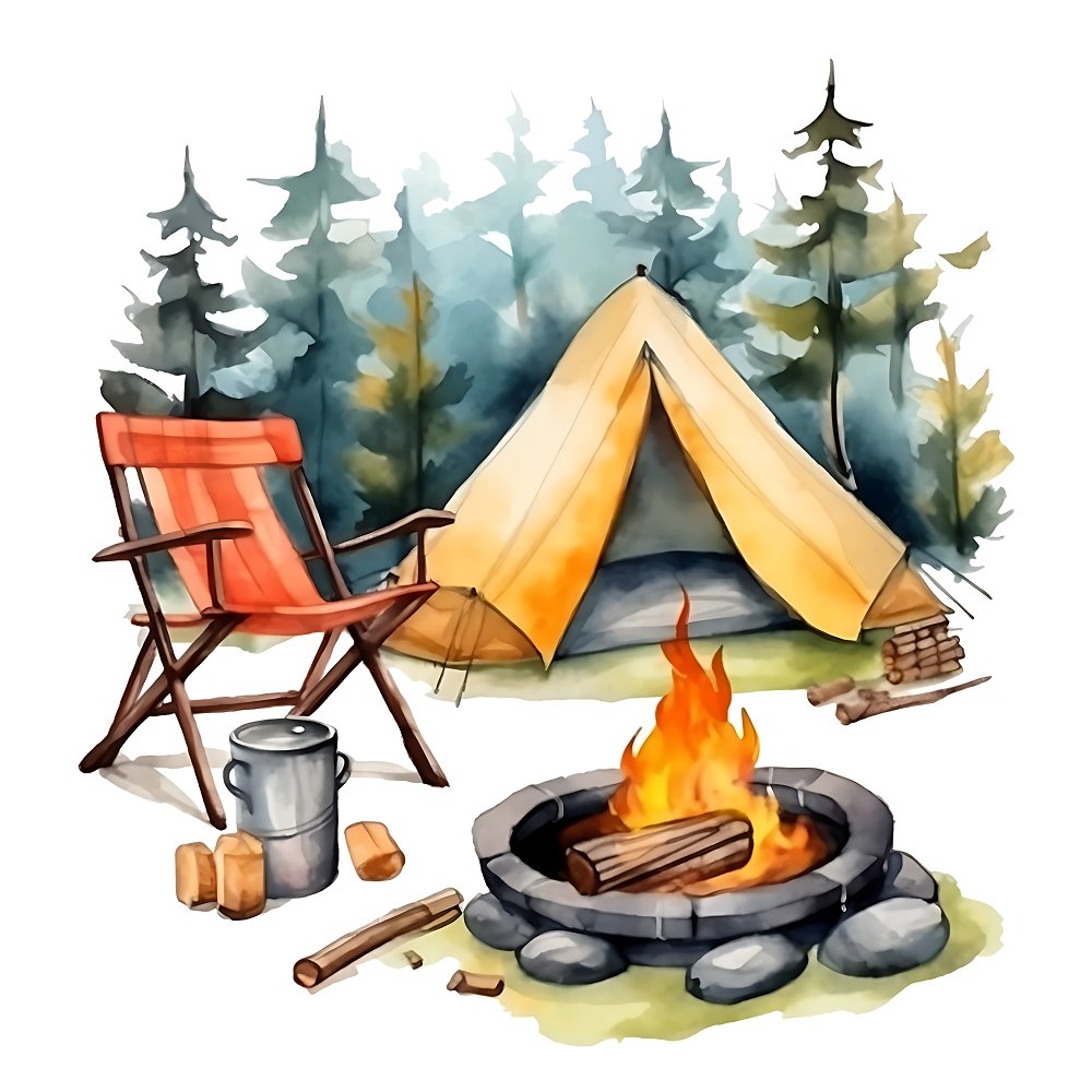 Watercolor Camping #17 Fabric Panel
