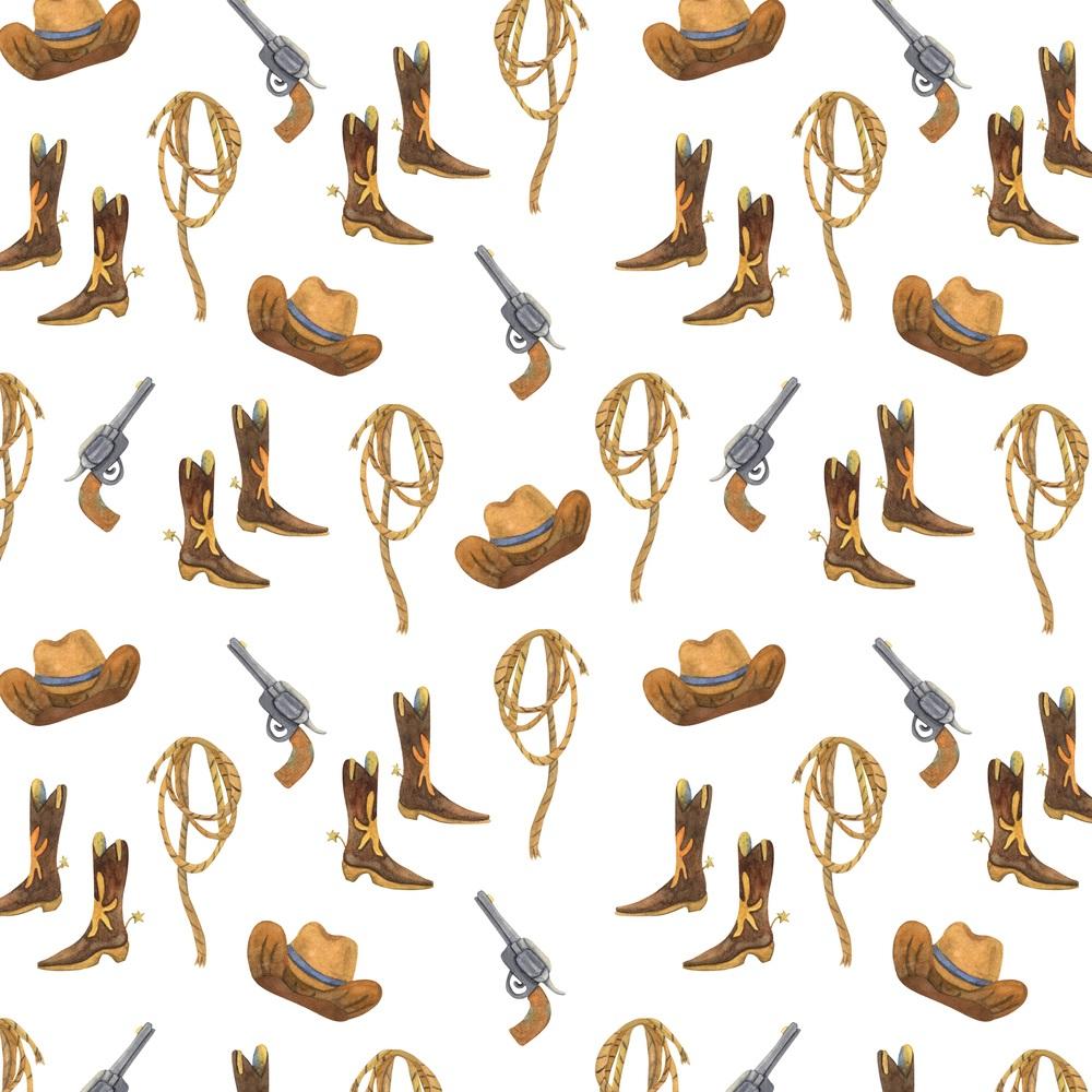 Watercolor Cowboy Accessories Fabric