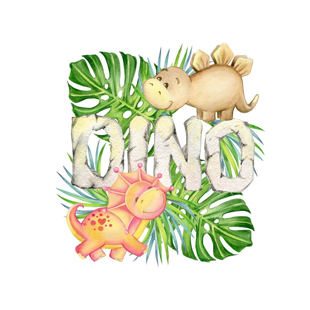 Watercolor Dino Fabric Panel