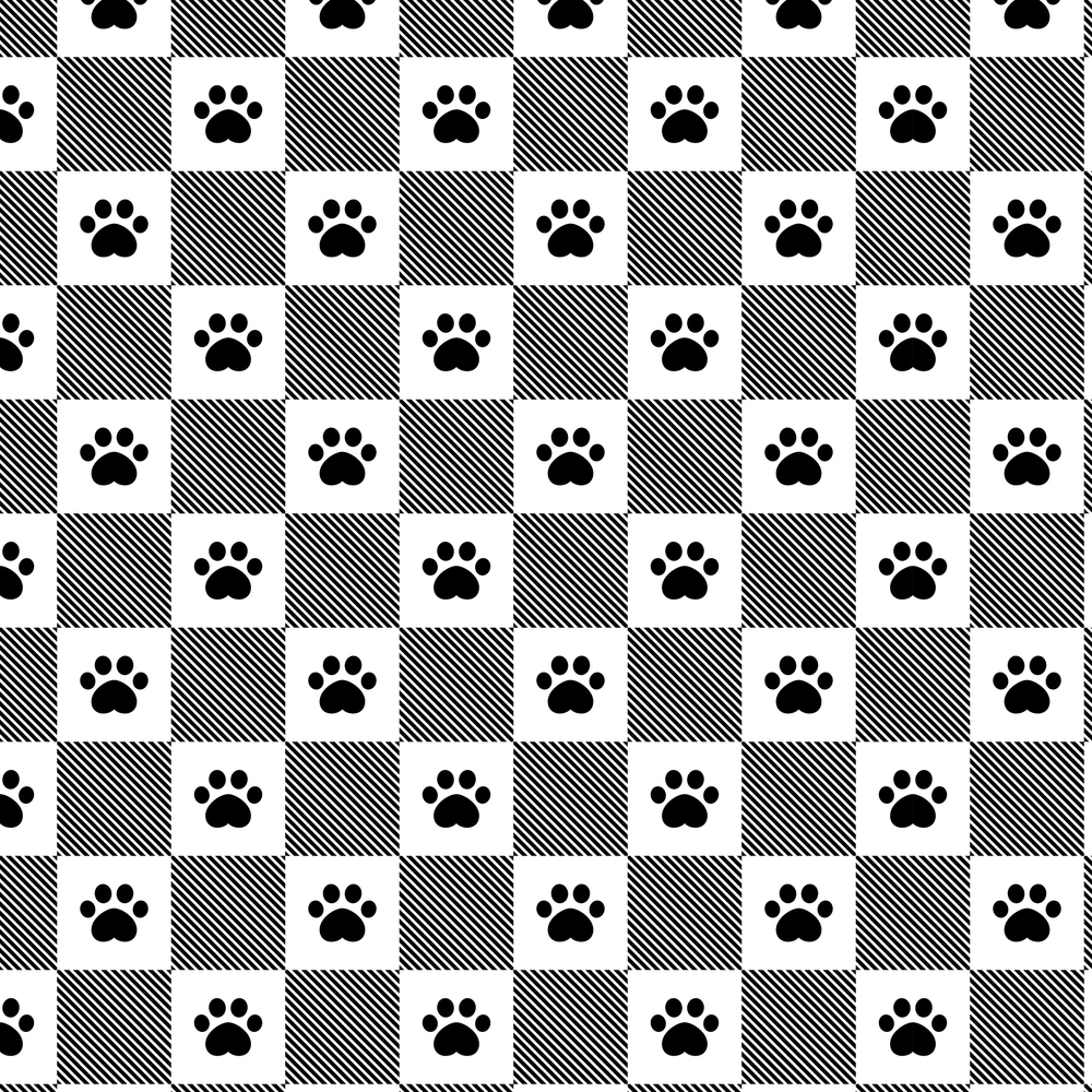 Checkered Paw Print Fabric