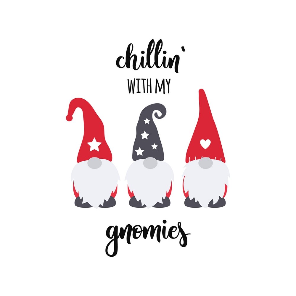 Chillin' With My Gnomies Fabric Panel - White