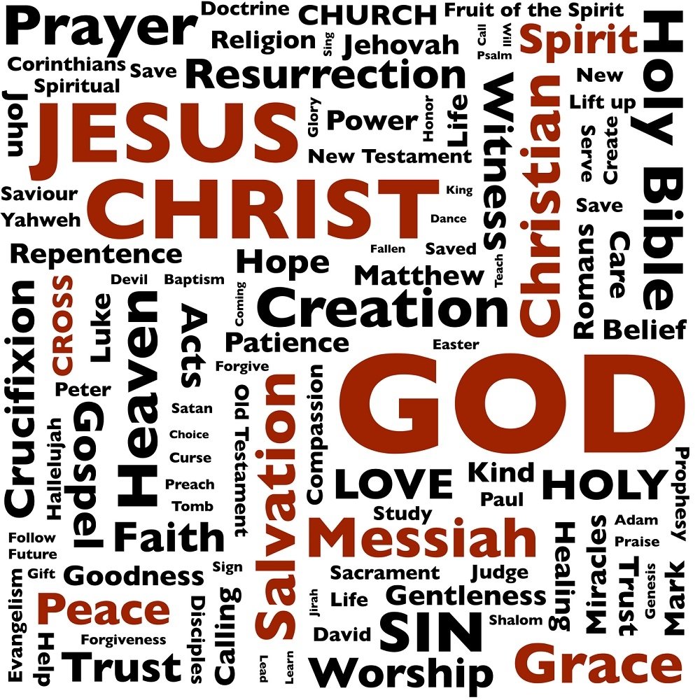 Christian Word Collage Fabric - Red