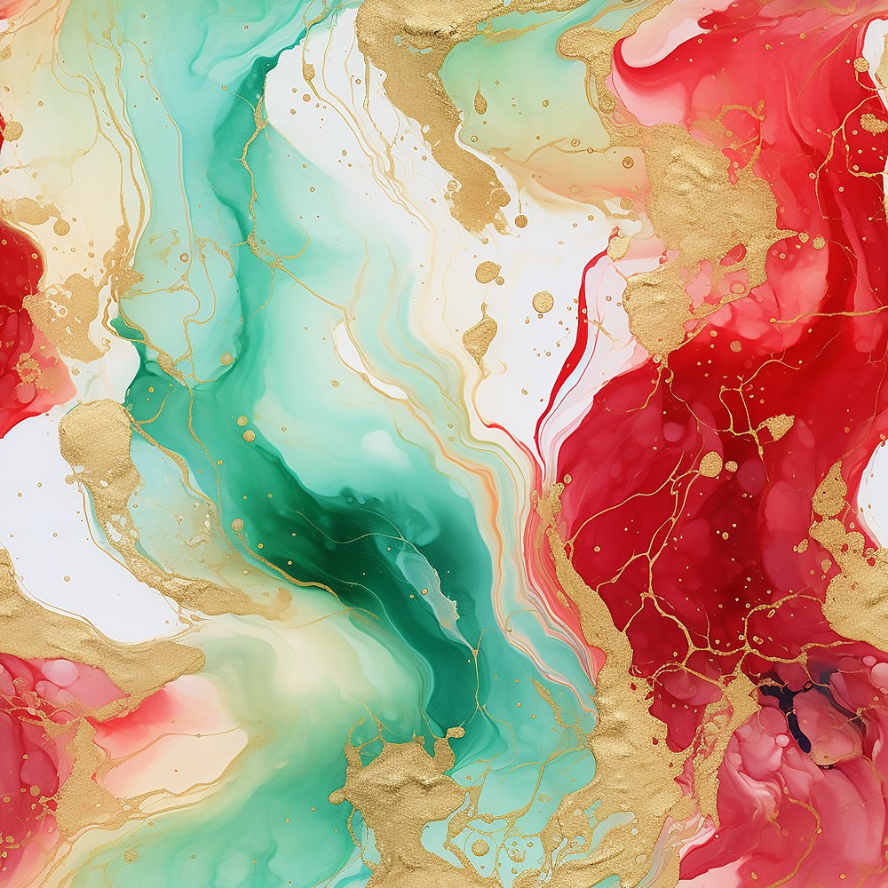 Christmas Abstract Marble Pattern #6 Fabric