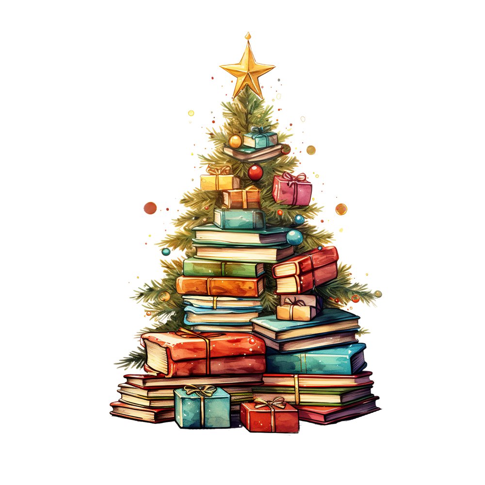 Christmas Book Tree #11 Fabric Panel