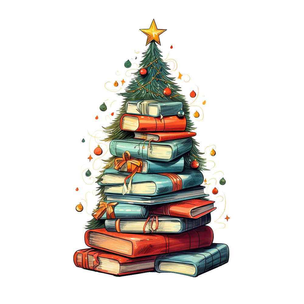 Christmas Book Tree #6 Fabric Panel