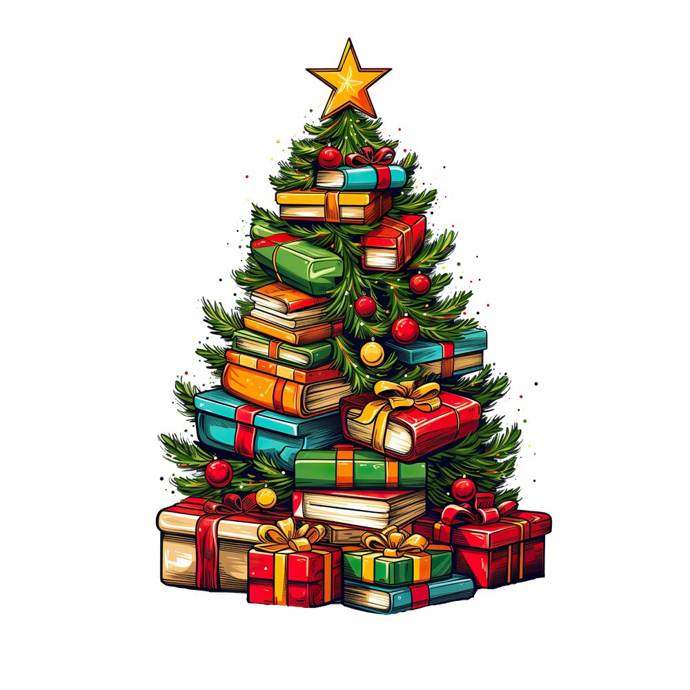 Christmas Book Tree #9 Fabric Panel