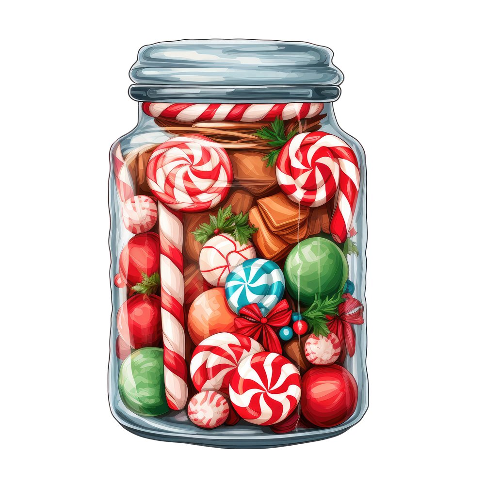 Christmas Candy Jar #3 Fabric Panel