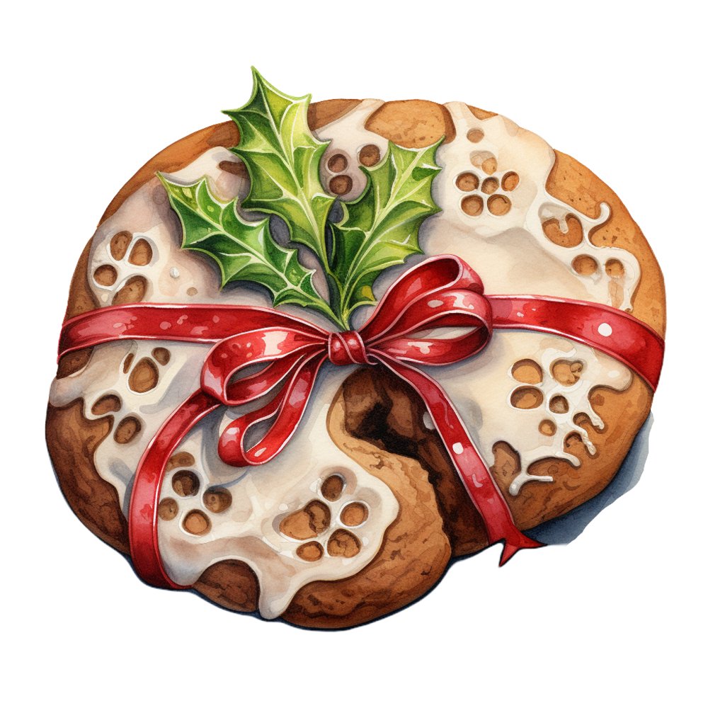 Christmas Dessert Cookie with Bow Fabric Panel