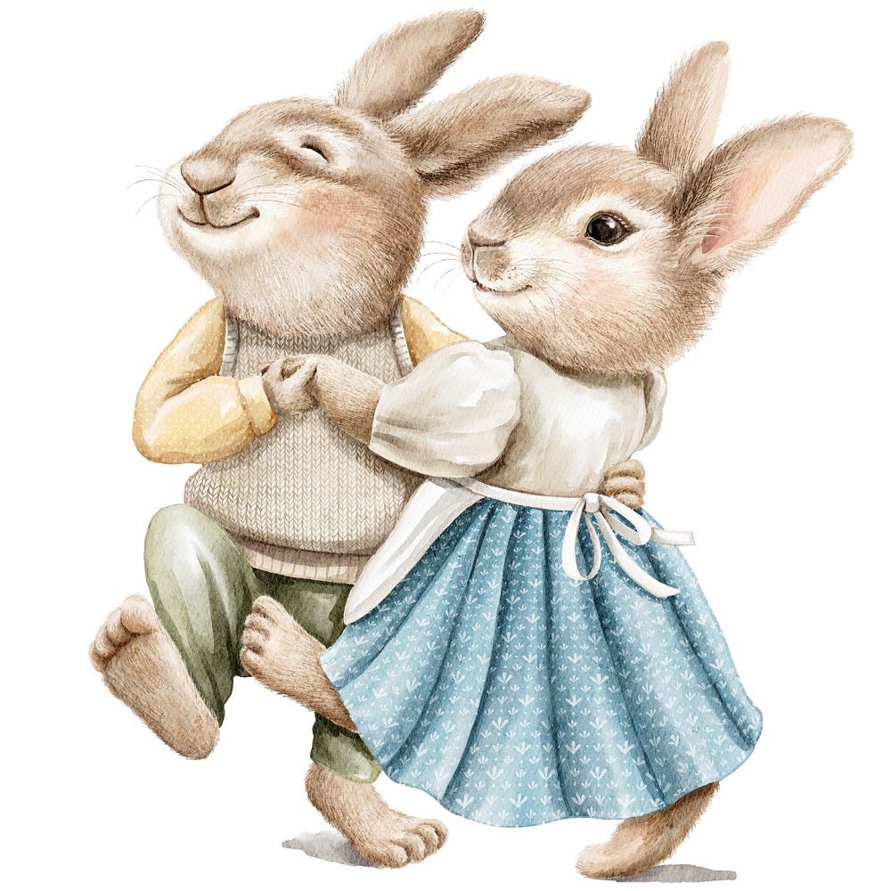 Christmas Little Critters Dancing Bunnies Fabric Panel