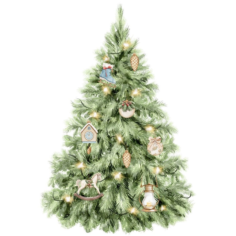 Christmas Little Critters Decorated Christmas Tree Fabric Panel