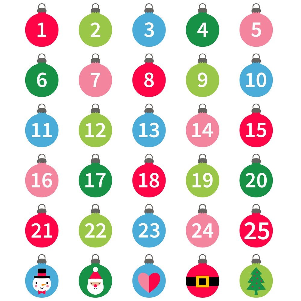 Christmas Ornaments Advent Calendar Fabric Panel