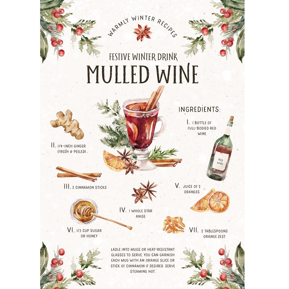 Christmas Recipe Mulled Wine Fabric Panel