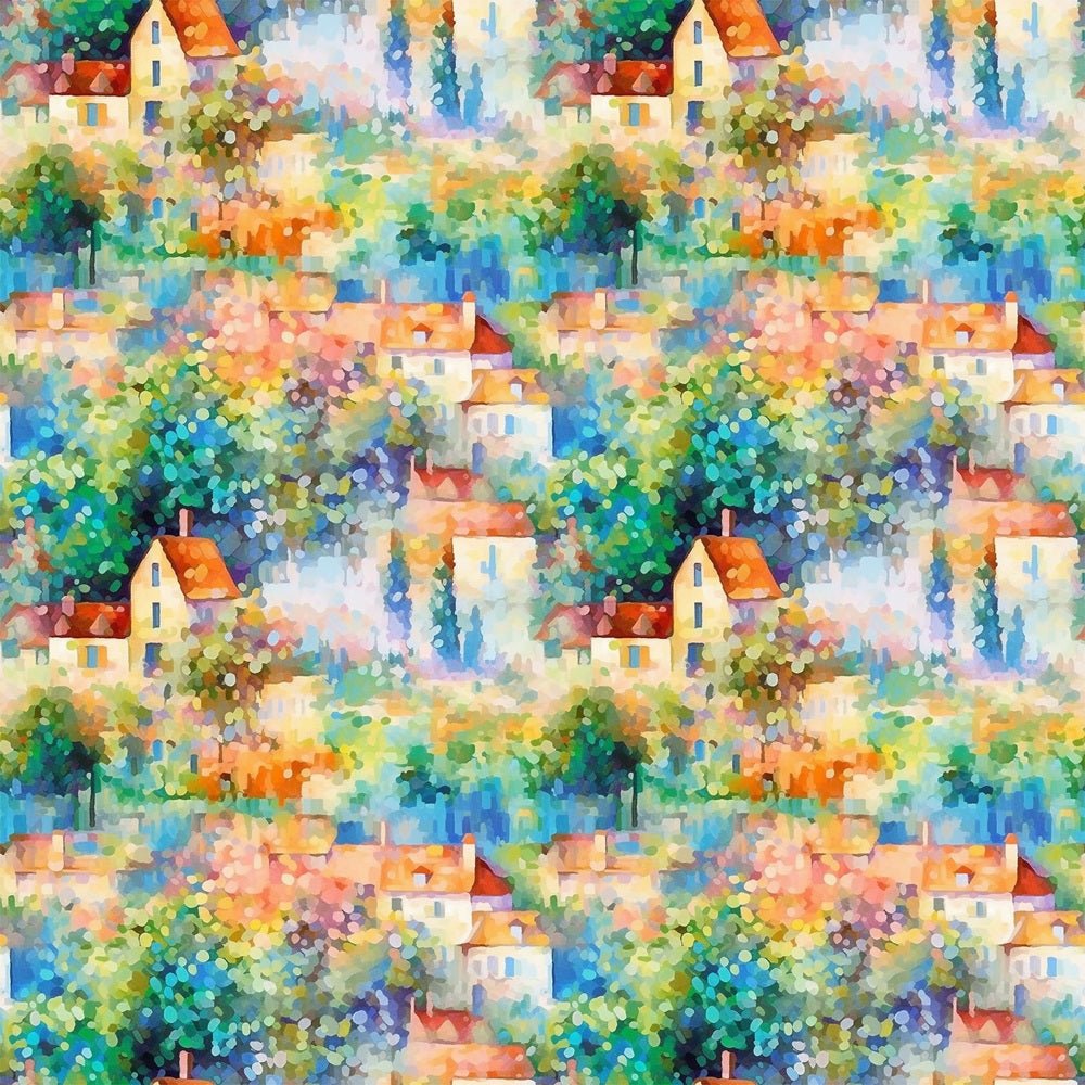 Claude Monet Village Pattern #2 Fabric
