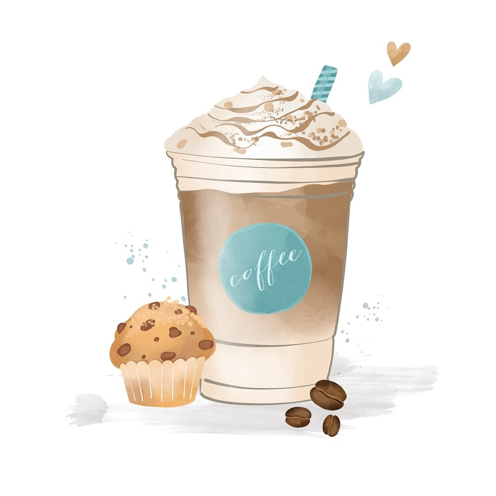 Coffee Elements Fabric Panel - Variation 1