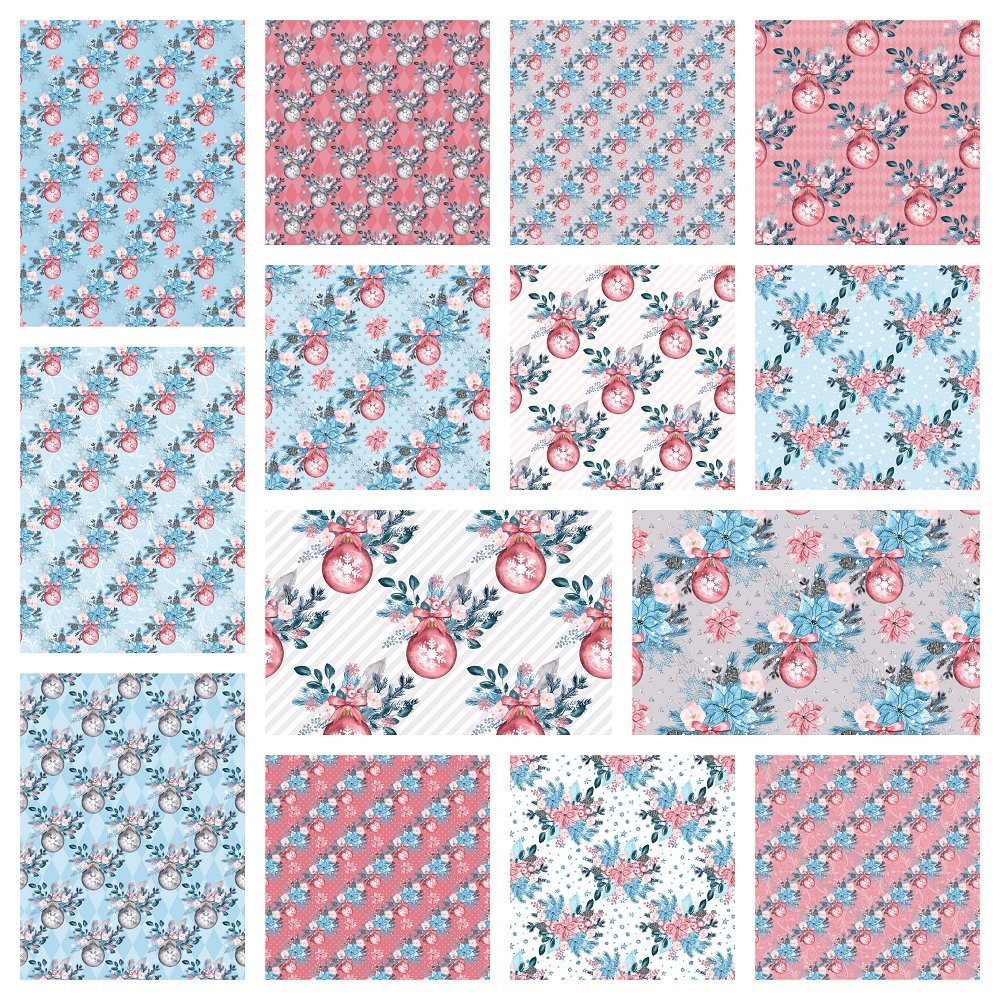 Colorful Christmas Fat Quarter Bundle - 14 Pieces