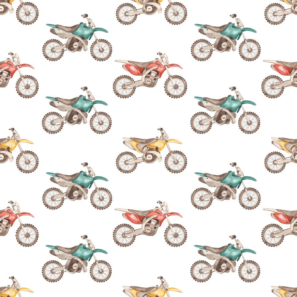 Watercolor Dirt Bikes Allover Fabric