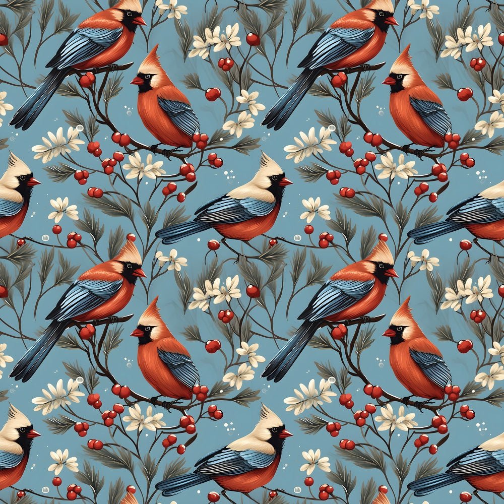 Christmas Cardinals Pattern #5 Fabric